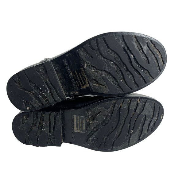 Michael Kors Fulton Harness Rain Booties Black Ankle Boots Womens SZ 7 Silver MK - Picture 8 of 8